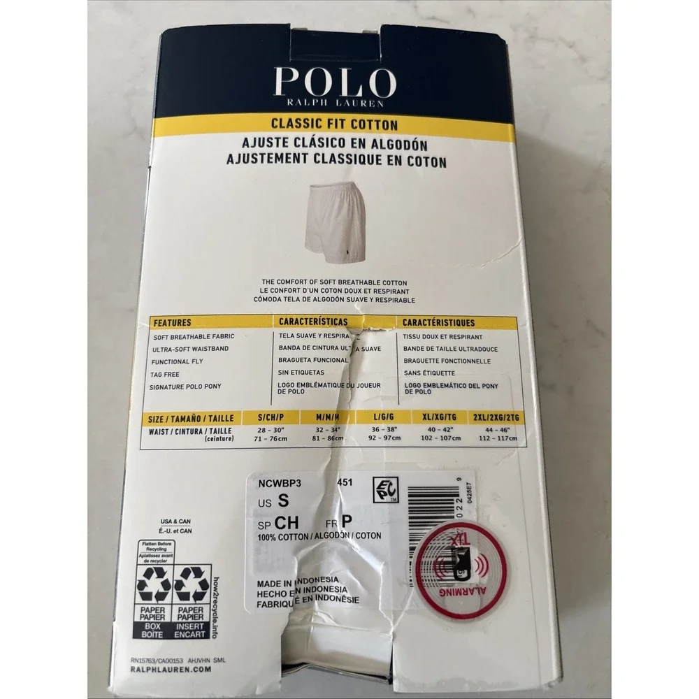 NEW Polo Ralph Lauren Mens Small Boxers Woven 100% Cotton 3 Pack Plaid Striped